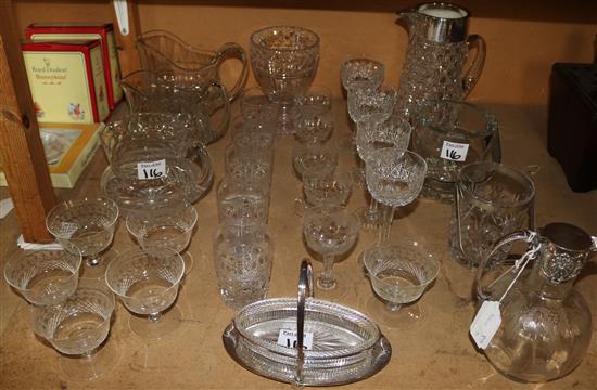Claret jug & mixed glassware